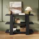 3 Tier Wood Console Table, Narrow Entryway with Storage, Minimalist Modern Console for Living Room or Hallway, Easy to Assemble 46 Table with 15 Shelves, Black