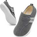 XIHALOOK House Shoes for Women Wide Diabetic Shoes with Adjustable Strap for Swollen Feet Outdoor Indoor Slippers Dark Grey, 9 Wide