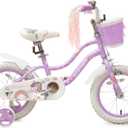 Bixike Princess Style Girls Bike with Basket for 2-13 Years Old Kids and Toddlers, 12 14 16 18 Inch Bicycle for Children with Training Wheels and Streamers, 20 Inch with Kickstand, Multiple Colors
