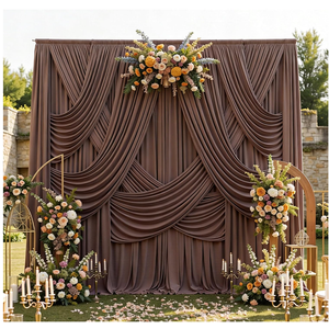50ftx15ft Brown Backdrop Curtains for Parties, Wrinkle Free Polyester Brown Photo Backdrop Drapes 10 Panels 15 ft Long Back Drop Cloth for Wedding Birthday Photography Background Party 