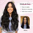 Hair Extensions for Women, 8PCS 16 Inch Dark Brown Clip in Hair Extensions, Synthetic Long Wavy Hairpieces for Women Full Head Thick