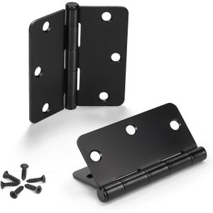 KNOBWELL 18 Pack 3.5" x 3.5" Door Hinges Matte Black No Squeak Interior Door Hinges with 1/4" Radius Corners - Heavy Duty