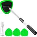 desin Windshield Cleaning Tool, Car Window Cleaner Windshield Cleaner with 4 Reusable and Washable Microfiber Pads and Extendable Handle Auto Inside Glass Wiper, Dark Green