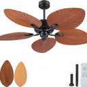 52 Inch Waterproof Outdoor Palm Leaf Ceiling Fans without Lights and Remote
IP44 Wet-rated,6 Wind Speeds, Reversible, 40W Quiet DC Motor,1/4/8H Timer,Suit for Patios Porch Gazebo Pergola