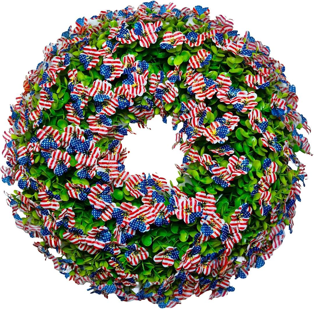 250th Anniversary Wreath for Independence Day, Veterans Day & Memorial Day. with Artificial Greenery and Premium Printed Silk. Ideal for Door, wall & Patriotic Party Decor20in