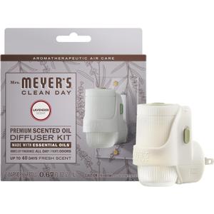 MRS. MEYER'S CLEAN DAY Premium Scented Oil Diffuser Kit, Lavender, 1 warmer and .67 fl oz refill