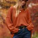 ANRABESS Women's Oversized Casual Loose Slouchy Scoop V Neck Batwing Long Sleeve Knit 2025 Fall Pullover Sweaters (S)