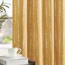jinchan 95% Blackout Boho Curtains 63 Inch Length Moon Phases Printed Drapes Rod Pocket Thermal Insulated Curtains for Bedroom Nursery Mustard Yellow Window Drapes Curtain Set 2 Panels
