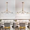 HDDFL Chandeliers Pendant Light Fixture Vintage Pendant Lighting Fixtures 3 Lights Chandelier Matte Brass Kitchen Glass Hanging Lamp for Island Dining Room Living Room