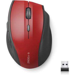 E-YOOSO Wireless Mouse for Laptop, Portable Optical Computer Mouse, 6 Buttons, Cordless 2.4GHz with USB Receiver, 5-Level 4800 DPI, 18 Months Battery Life, for PC, Chromebook, Windows, Mac(Red)
