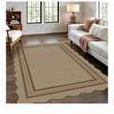 Modern Easy Jute 5x3 Outdoor Patio Rug, Washable Indoor Brown Kitchen Rugs Farmhouse Neutral Non Slip Area Rug for Living Room Backyard Bedroom, Brown Geometric