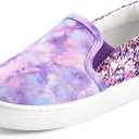 K KomForme Toddler Sneakers for Girls Boys Slip On Canvas Walking Shoes (11 Little Kid, Purple Glitter)