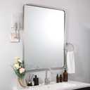 ANDY STAR Brushed Nickel Bathroom Mirror, 24x36 Rounded Rectangle Mirror Modern Silver Vanity Mirror SUS304 Metal Tube Frame(Rustproof) 1 Deep Wall Mounted Vertically/Horizontally