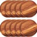 Rtteri 10 Pieces Acacia Round Wood Plates 12 x 0.6 Inch Dinner Plates Wooden Charger Platter Bulk Easy Cleaning Lightweight Serving Tray for Dishes Snack Dessert