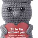 Funny for Him or Her, Crochet Tin Man Plush with I'd be TIN Without You Card - Sentimental Keepsake for Husband, Wife, Boyfriend, Girlfriend - Humorous Handmade