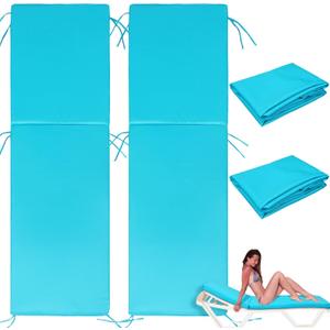 2 Pcs Waterproof Chaise Lounge Cushion Cover Outdoor (Not Includes Cushion) 72 x 21 x 3 Inch Chair Cushion Replacement Cover Chaise Cushion Slipcover with Zipper Ties (Sky Blue)