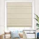 UNISHADES 100% Blackout No Tools No Drill Cordless Roman Shades for Windows, Size 31 3/4" W 60" H (for Windows 32" W 60" H) Blackout - Beige