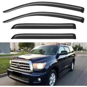 Window Visors Rain Guards for 2008-2022 Toyota Sequoia, Out-Channel Window Vent Wind Deflectors Visors Shades for 08-22 Sequoia