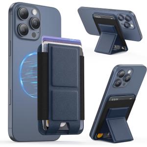 GONEZ for MagSafe Wallet with Stand, Stronger Magnetic Card Holder for iPhone 17/16/15/14/13/12 Series, Premium Leather Phone Wallet with RFID Blocking, 1 Slot, Fit 5 Cards, Dark Blue