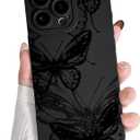 NITITOP Compatible with iPhone 16 Pro Max Case Cute Butterfly - Black
