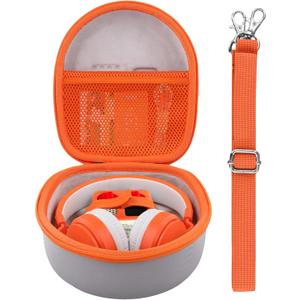 Storage Case Compatible with YOTO Mini (2024 Edition) Kids Screen-Free Bluetooth Audio Player+ Wired Headphones Bundle(Gray Case,Orange Zipper)