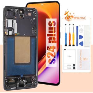 AMOLED Screen for Samsung S24 Plus Screen Replacement S24+ LCD Screen SM-S926B,SM-S926U Touch Display Digitizer Assembly Repair Parts with Frame(with Fingerprint Function) (US Version) (Black)