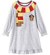 Harry Potter Pajamas Girls Nightgowns Gryffindor Hogwarts Hermione Cosplay Costume Long Sleeves Sleepwear Soft Night Dress for Kids Girls 6-7 Years Light Grey