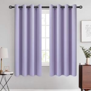 COSVIYA Grommet Room Darkening Curtains 63 inch Length,Thick Polyester Light Blocking Insulated Thermal Lilac Curtain Drapes for Bedroom/Living Room,2 Panels,52x63 inches