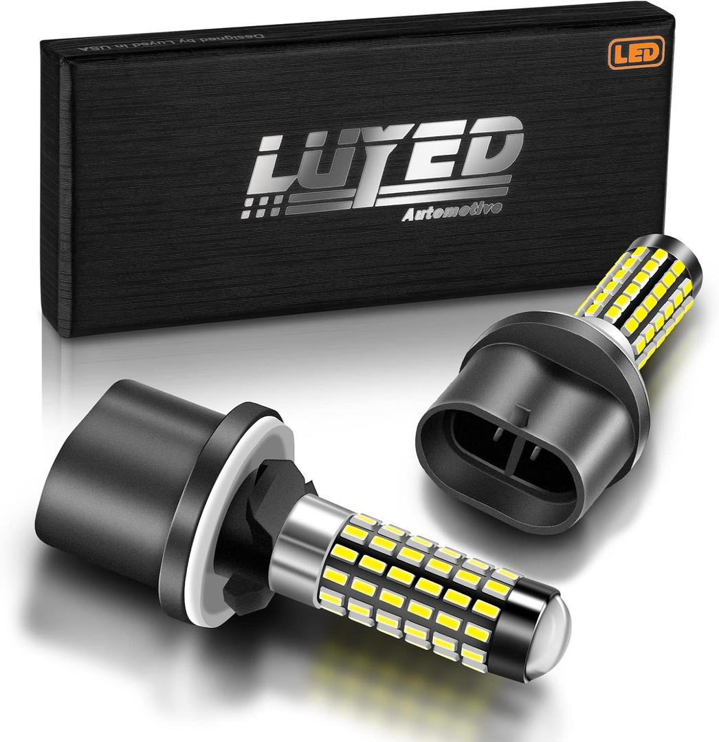 LUYED 880 LED Fog Lights Bulb 400% Brightness 886 890 892 893 LED Bulb with Projector for DRL or Fog Lights,Xenon White,Pack of 2