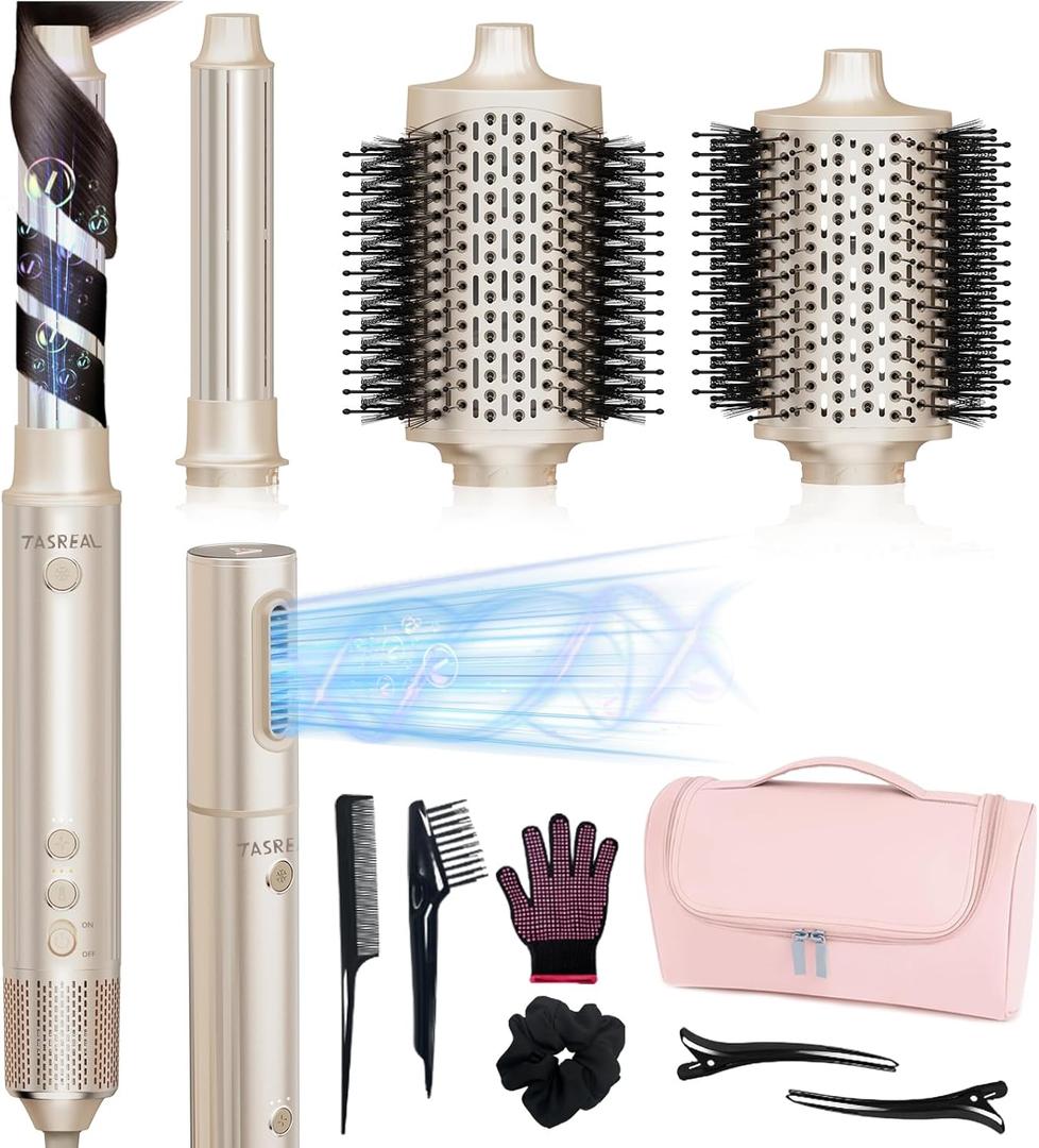 5-in-1 Hot Air Styler & Hair Dryer Brush  Fast Drying, Ionic Blow Dryer with Auto-Wrap Curler, Volumizing Brush & Straightener  Frizz-Free, No Heat Damage, Travel Bag Included for Easy Styling