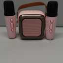 Mini Karaoke Machine for Kids Teen Adults, Kids Karaoke Machine with 2 Wireless Microphones and LED Lights Toys for Party, Home, Gifts for 4 5 6 7 8 9 10 11 12+ Years Girls Boys(Pink)