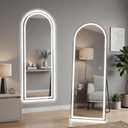 16"x60" Arched LED Full Length Mirror with Stand, Full Body Wall-Mount Mirror with LED Lights 3 Color Lighting, Hanging or Leaning, Floor Standing, Modern Simple Home Wall Decor