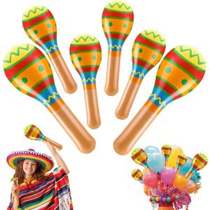 Lenwen 6 Pcs 16'' 24'' Summer Inflatable Maracas Decorations Hawaii Outdoor Indoor Large Inflatable Decor Mexican Party Decor Funny Photo Props for Luna Beach Pool Party Supplies