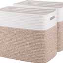 OIAHOMY Storage baskets for Shelf, Toy Storage Basket, Collapsible Storage Bins, Blanket Basket Living Room, Closet Storage for Bedroom, 15 x 9.8 x 11.8 Inches-Pack of 2-Brown, FSB-H-P-02