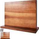 XYJ Extra Large Magnetic Knife Block Acacia Wood Knife Set Holder Stand With Stronge Magnetic Strip Kitchen Knives Storage Rack Organizer Tools No Drilling (11*8 inch, dark wood color)