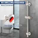 NearMoon Shower Slide Bar with Height/Angle Adjustable Handheld Shower Holder, Bathroom SUS 304 Stainless Steel Shower Head Holder for Bath (Adhesive, Brushed Nickel)