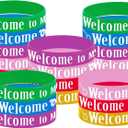 4 x CupaPlay 24PCS Welcome to My Class Party Rubber Wristbands, Welcome Back to School First Day of School Party Supplies Decorations Gifts Prize Goodie Bag Favors Silicone Wristband