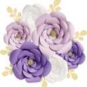 Gukasxi 3D Paper Flower Decorations for Wall, 3D Artificial Flower for Wedding Centerpiece Bridal Shower Birthday Party Backdrop Nursery Wall Decor (Purple Paper Flower)