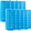 Juexica 2 Pcs Large 48 Grids Plastic Storage Bead Organizer Box, Tackle Box, Compartment Organizer Container with Adjustable Dividers for Jewelry Art Crafts Toys Screw Small Parts (Blue)