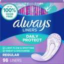 Always Panty Liners for Women Daily Protect Liners, Regular Length,96 Count
