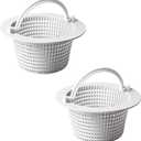 2 x JODDMTTY Above Ground Pool Thru-Wall Skimmer Baskets with Handles, Swimming Pool Replacement Baskets - Standard Small Thru-Wall Size -2 Pack