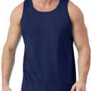 Men's UPF 50+ Tank Top Quick Dry Sleeveless Workout Muscle Shirt UV Protection Swimming Beach Summer T Shirts (Blue, L)