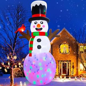 AerWo 12FT Christmas Inflatable Outdoor Decoration, Giant Inflatable Snowman Outdoor Christmas Blow up Yard Decorations with LED Lights and Cardinal, Snowman Outdoor Christmas Decorations Yard Lawn