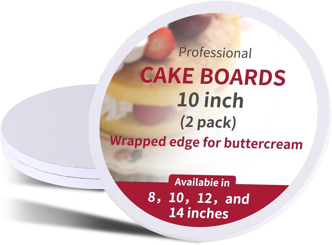 2 Pcs 10 Inch Cake Boards Sturdy 1/2 Inch Cake Drum,White 10 Inch Cake Boards,Food Grade Cake Rounds 1/2" Thick Cardboard,Disposable Cake Plates (White, 10inch/2pcs)