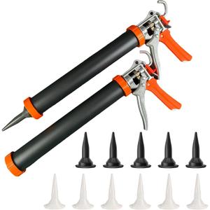 Sausage Caulking Gun,20 oz Sausage Foil Pack/10 oz Cartridge Adhesive Dual-Purpose,18:1 Thrust,15 Aluminum Sealant Hand Caulk Gun Kit With 6 Cone Nozzles (2 Pack)