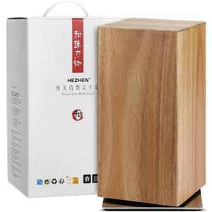 HEZHEN Magnetic Rotating Knife Holder without Knives, Acacia Wood, 360 Knife Block for Kitchen Counter, Space-saving and Larger Capacity Knife Storage, Strong Enhanced Magnets Strip