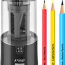AFMAT Electric Pencil Sharpener, Pencil Sharpener for Colored Pencils, Auto Stop, Super Sharp & Fast, Electric Pencil Sharpener Plug in for 6-12mm No.2/Colored Pencils/Office/Home-Black