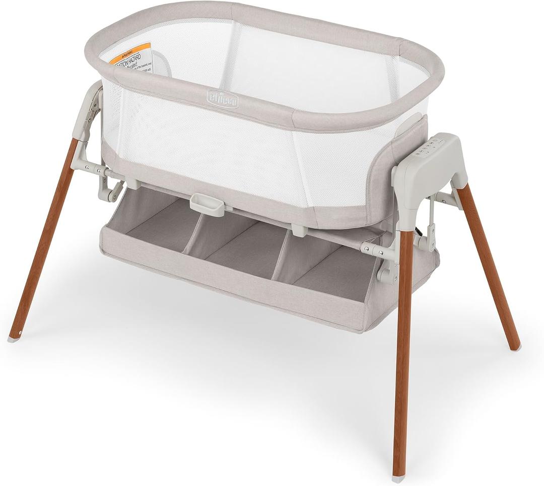 Chicco LullaGlide Plus Electronic 3-in-1 Baby Bassinet, Gliding and Portable Bassinet, Waterproof Mattress and Fitted Sheet, Includes Carry Bag for Travel, Serene/Beige