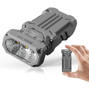 WUBEN X2 1,800 High Lumens Outdoor Pocket Flashlight 90+ High CRI, 175 Floodlighting Mini Rechargeable Flashlight for EDC, Camping, Night Walk, Emergency with 6 Light Modes, Type-C Charging Lanyard (Titanium gray)