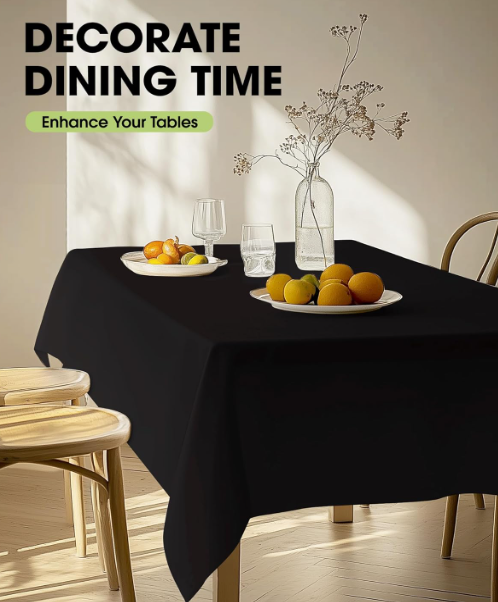 Pureegg Rectangle Table Cloth 60" x 102" Durable Polyester Tablecloth Offers Reusable & Washable Protection, Ideal for Outdoor Party, Picnic, Wedding, Banquet and Birthday, 6 Pack, Black   